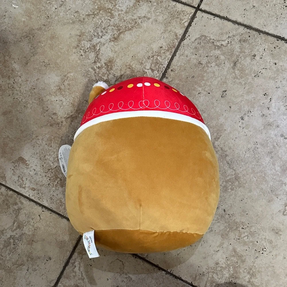Squishmallows Holiday Gingerbread Pillow 12” NWT- Brown and Red